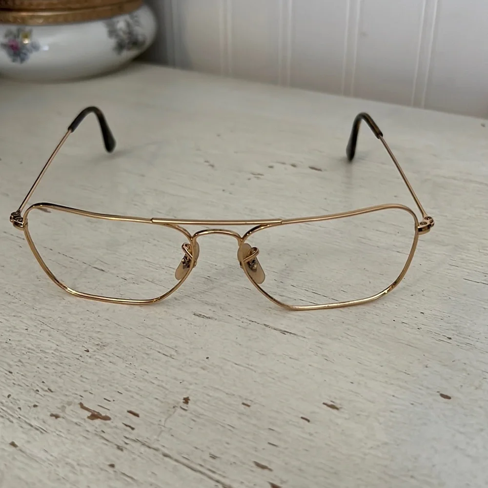 Vintage Ray ban 55 15 3136 Caravan gold frames sunglass